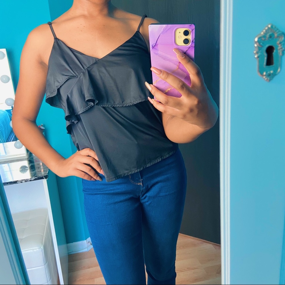 H&M Strappy Black Top with a Flounce, size small